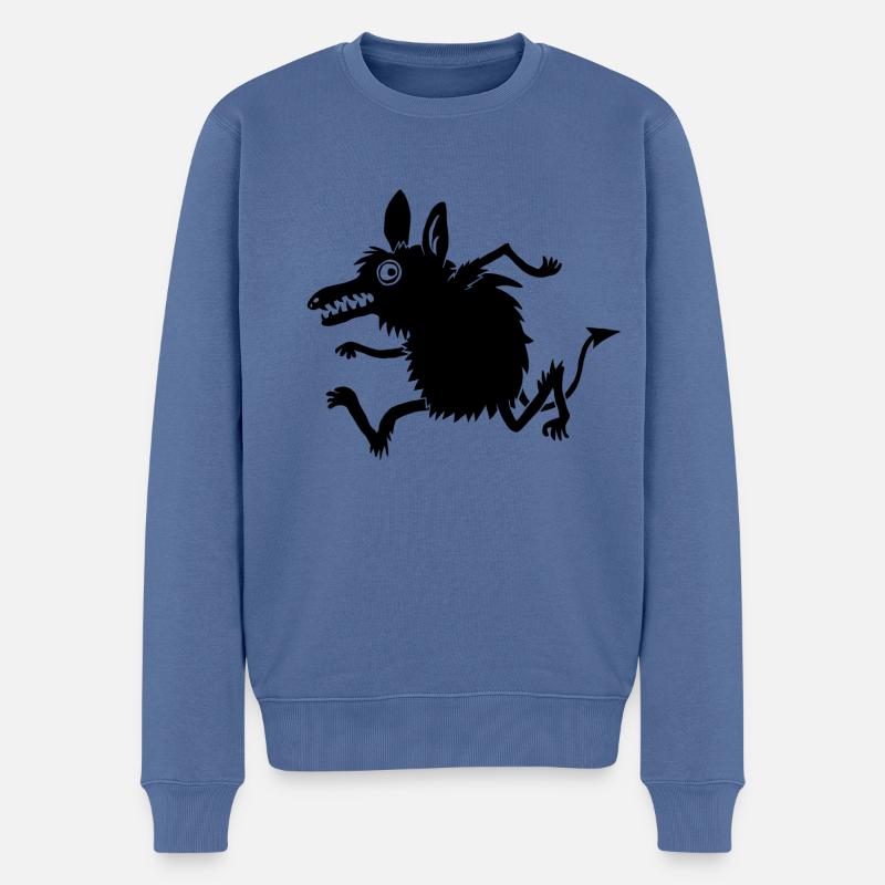 Monster rennt - Männer Premium Bio Pullover - Taubenblau