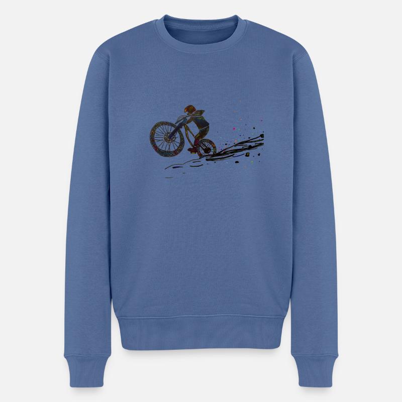 Downhill Black and Colourful - Männer Premium Bio Pullover - Taubenblau
