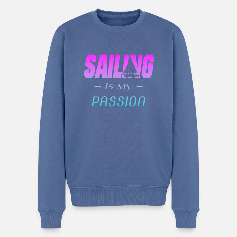 SEGELN - Männer Premium Bio Pullover - Taubenblau