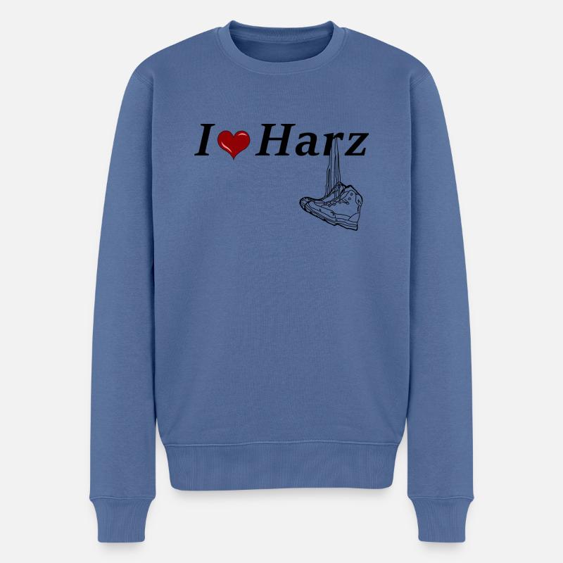 Wanderschuhe mit Spruch und Herz - Männer Premium Bio Pullover - Taubenblau