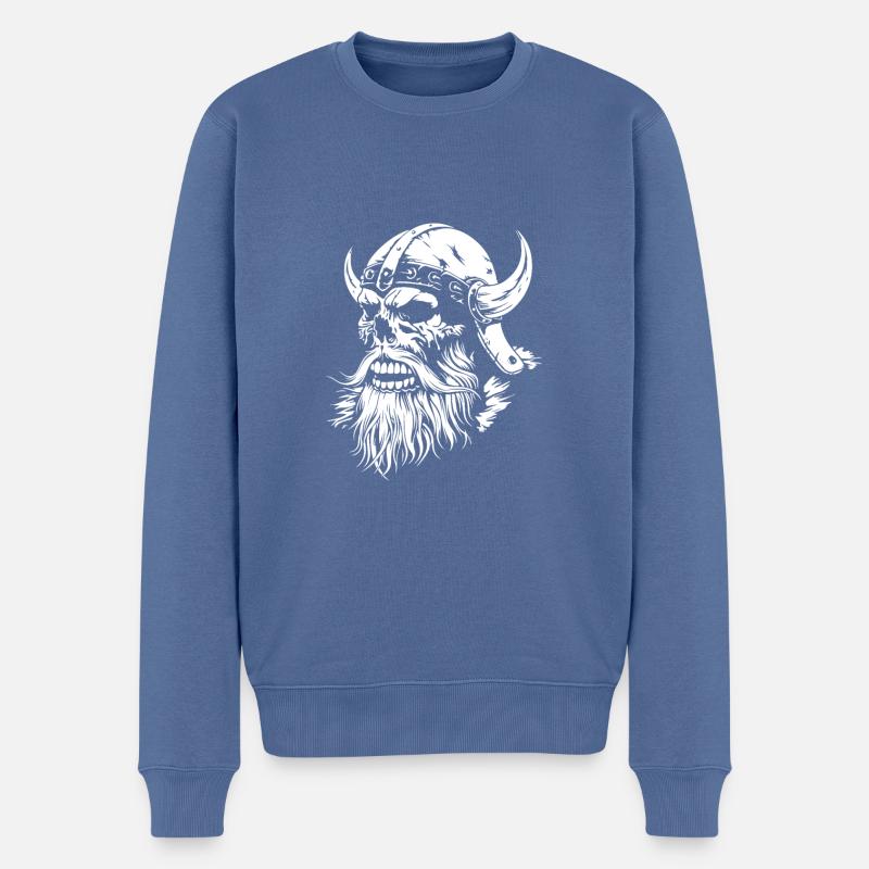 Crâne de Viking - Pull Premium bio Homme - bleu pigeon