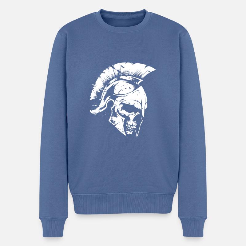 Gladiateur crâne spartiate - Pull Premium bio Homme - bleu pigeon