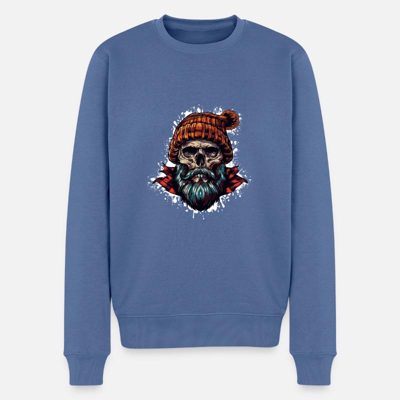 Crâne de bûcheron - Pull Premium bio Homme - bleu pigeon
