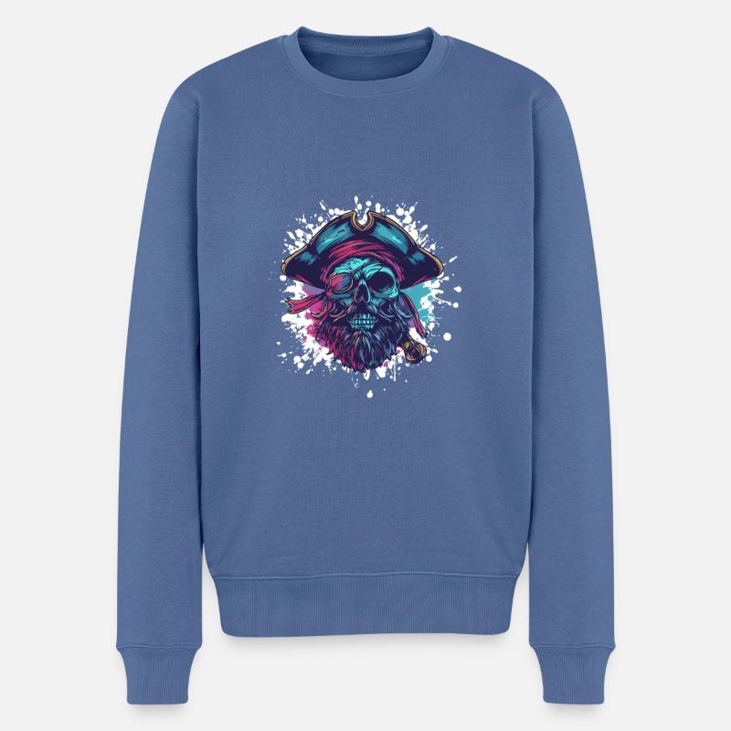 Capitaine du crâne de pirate - Pull Premium bio Homme - bleu pigeon