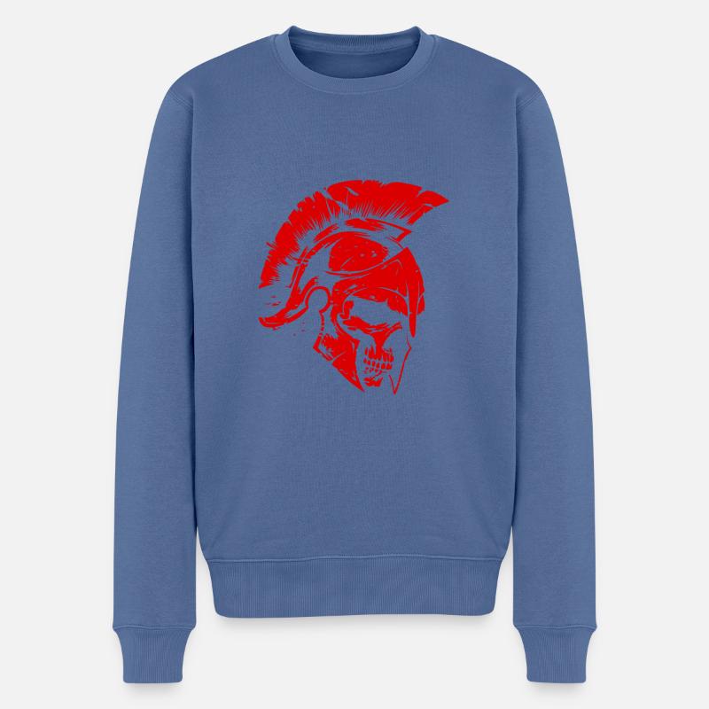 Spartaner Totenkopf Gladiator - Männer Premium Bio Pullover - Taubenblau