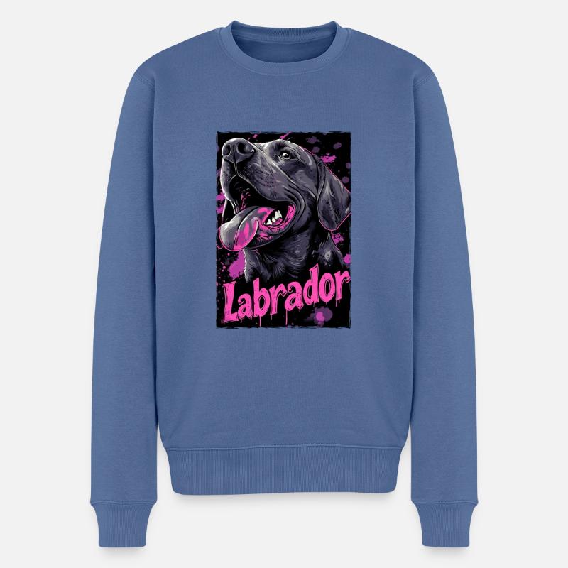 Labrador Hund - Männer Premium Bio Pullover - Taubenblau