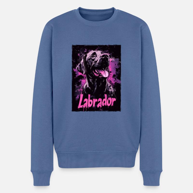 Labrador Hund - Männer Premium Bio Pullover - Taubenblau