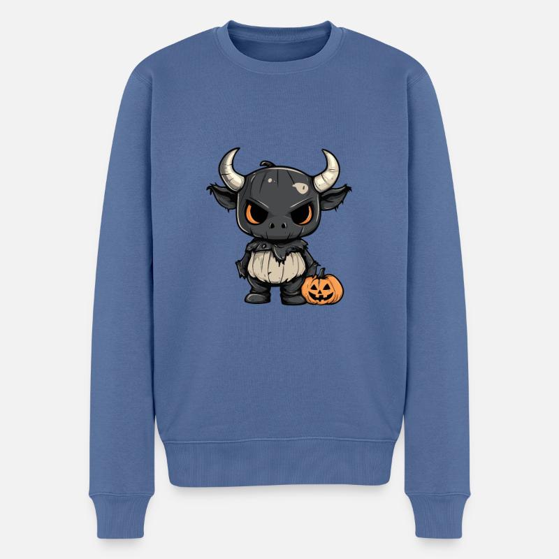Taureau Halloween Drôle Zombie - Pull Premium bio Homme - bleu pigeon