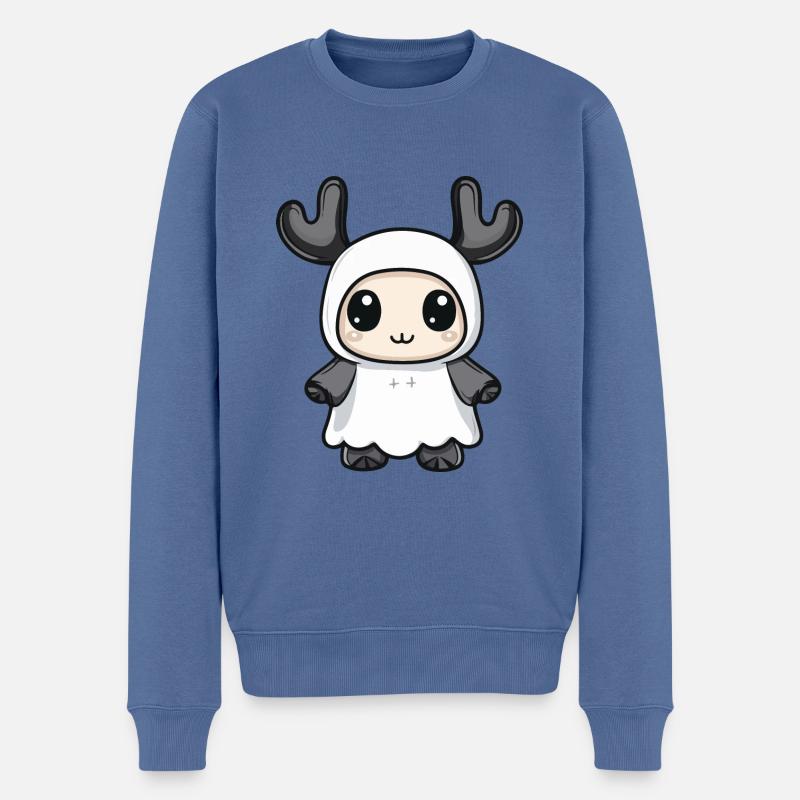 Elch Halloween Lustig Geist - Männer Premium Bio Pullover - Taubenblau