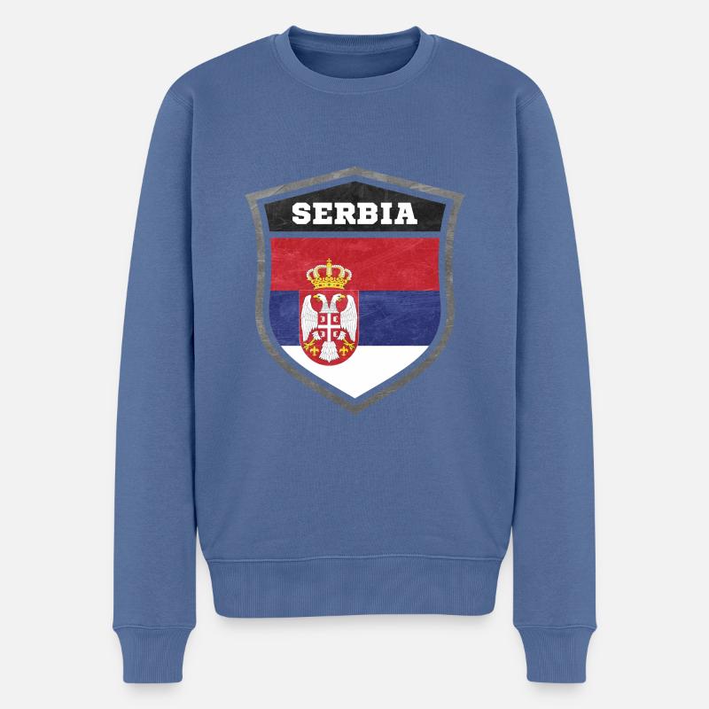 Serbien Schild Logo Emblem - Männer Premium Bio Pullover - Taubenblau