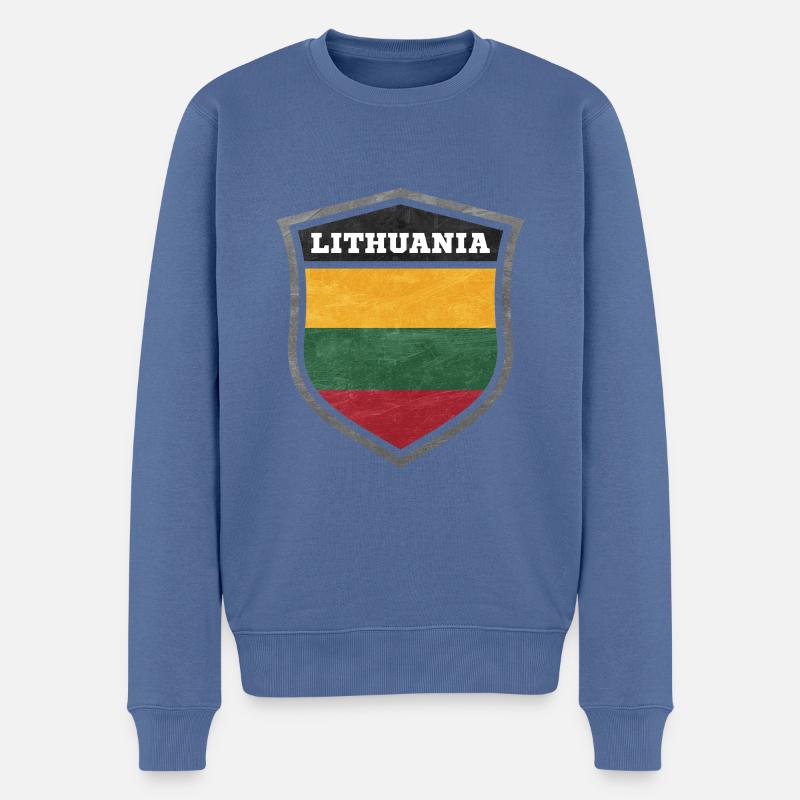 Litauen Schild Logo Emblem - Männer Premium Bio Pullover - Taubenblau