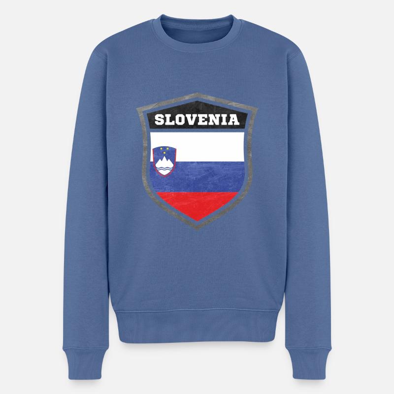 Slowenien Schild Logo Emblem - Männer Premium Bio Pullover - Taubenblau