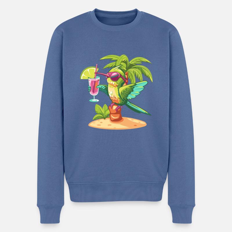 Kolibri Vogel Sommer Strand Comic - Männer Premium Bio Pullover - Taubenblau