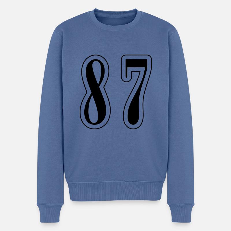 87 Symbole numérique - Pull Premium bio Homme - bleu pigeon