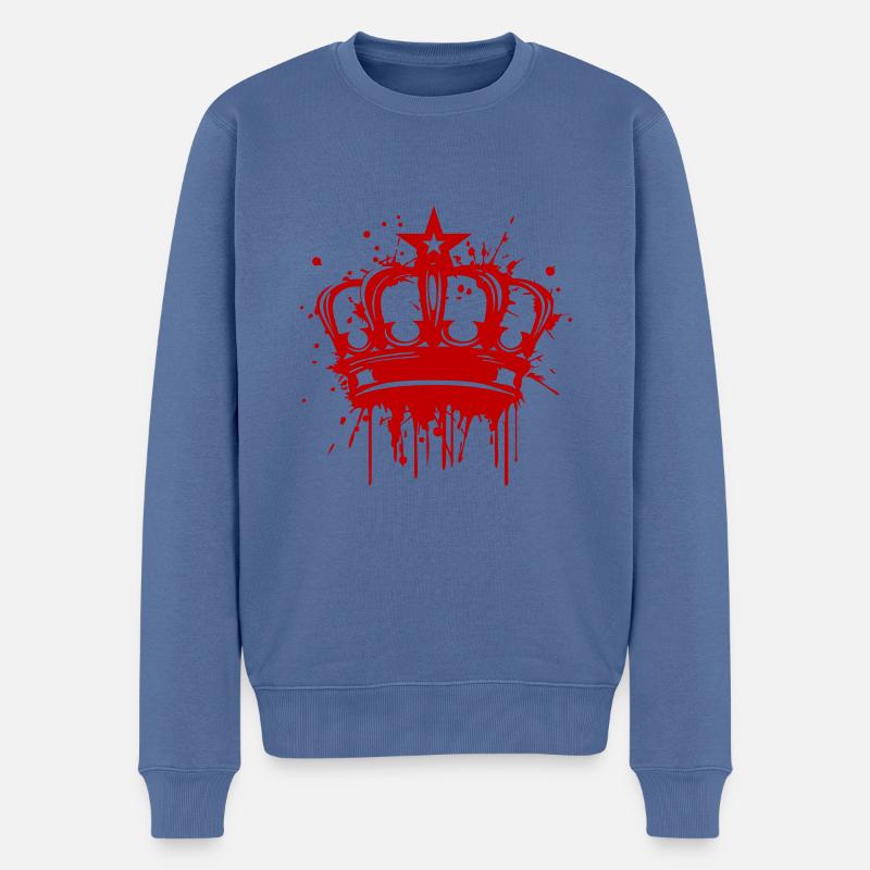 Krone Symbol Design - Männer Premium Bio Pullover - Taubenblau