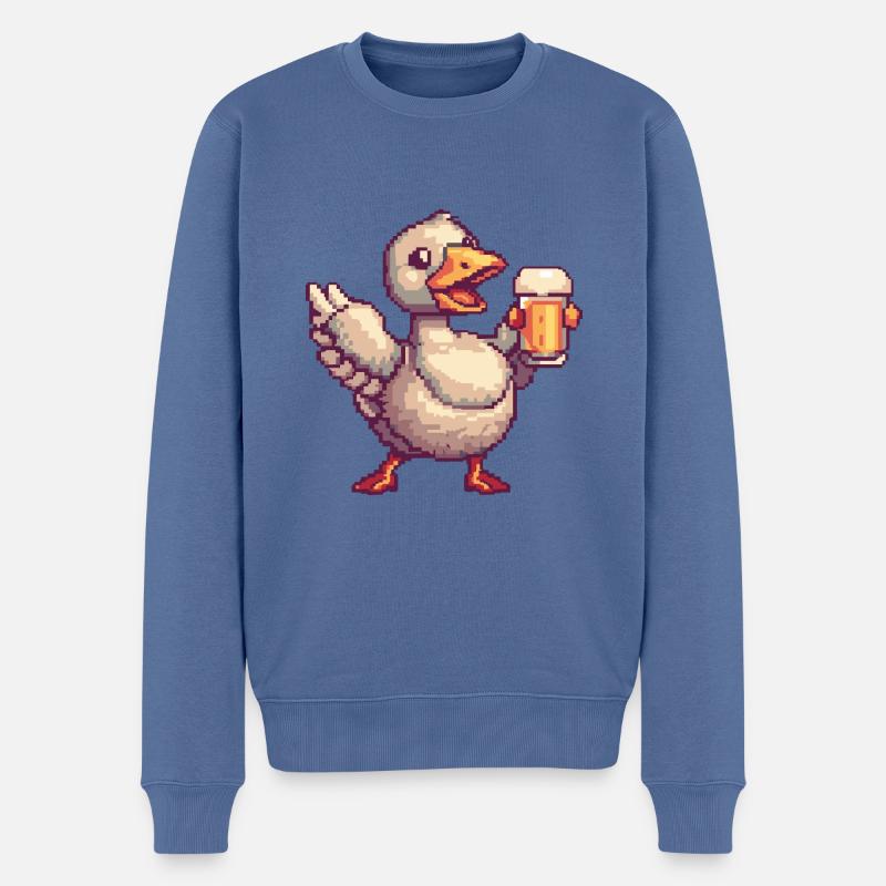 Bière d’oie Pixel - Pull Premium bio Homme - bleu pigeon