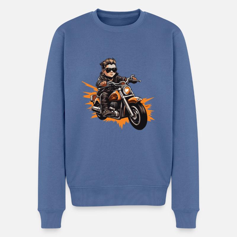 Motorrad Biker Baby - Männer Premium Bio Pullover - Taubenblau