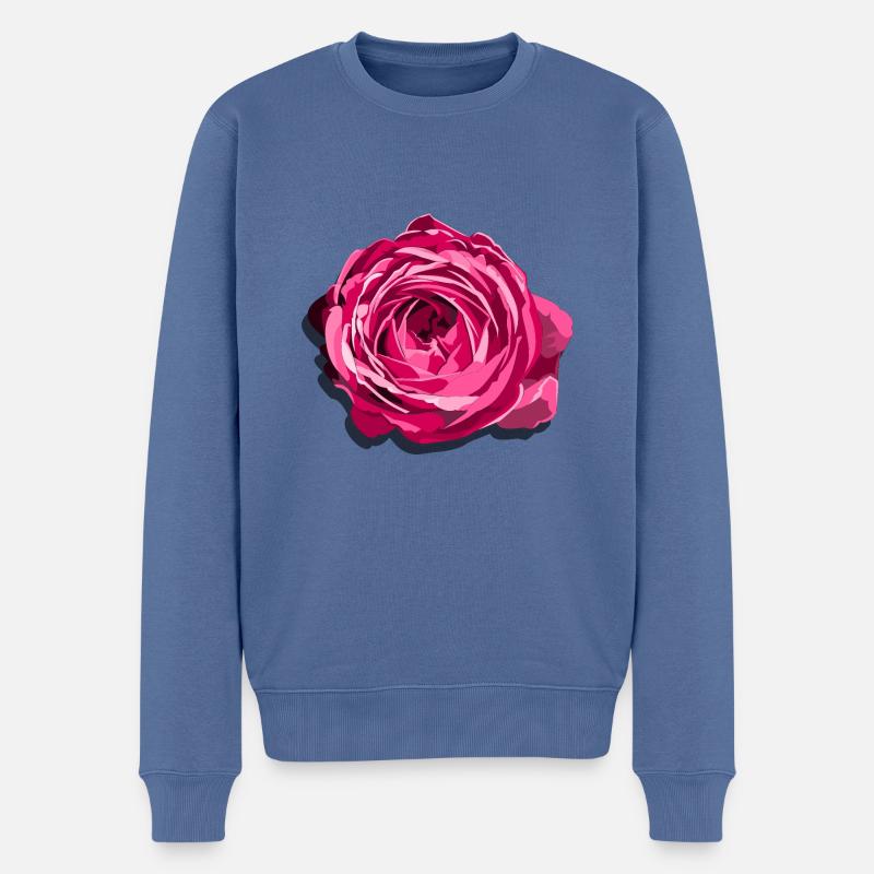 Fleur d’une rose rouge - Pull Premium bio Homme - bleu pigeon