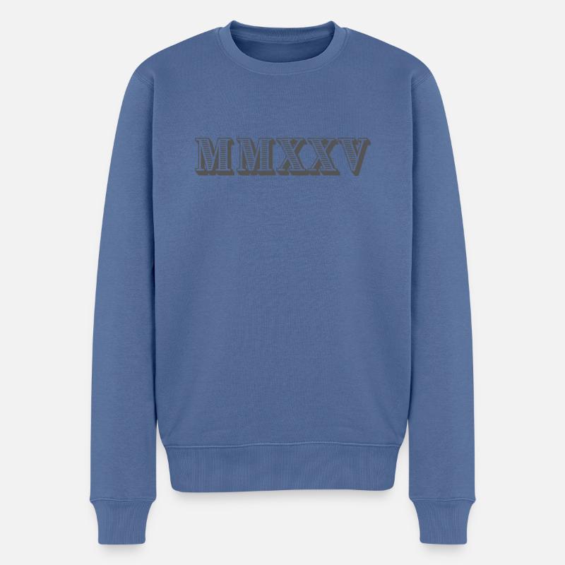 2025 - Männer Premium Bio Pullover - Taubenblau