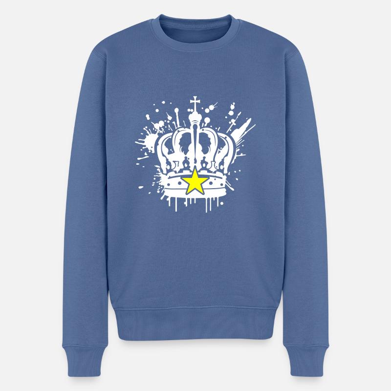 Krone Royal Symbol - Männer Premium Bio Pullover - Taubenblau