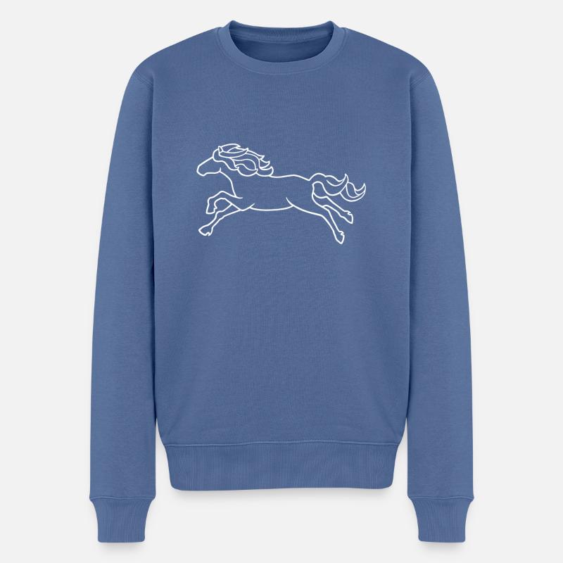 Galop, blanc - Pull Premium bio Homme - bleu pigeon