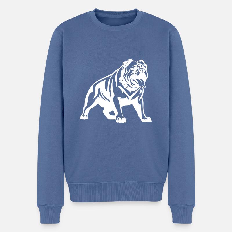 Bouledogue Chien Silhouette - Pull Premium bio Homme - bleu pigeon