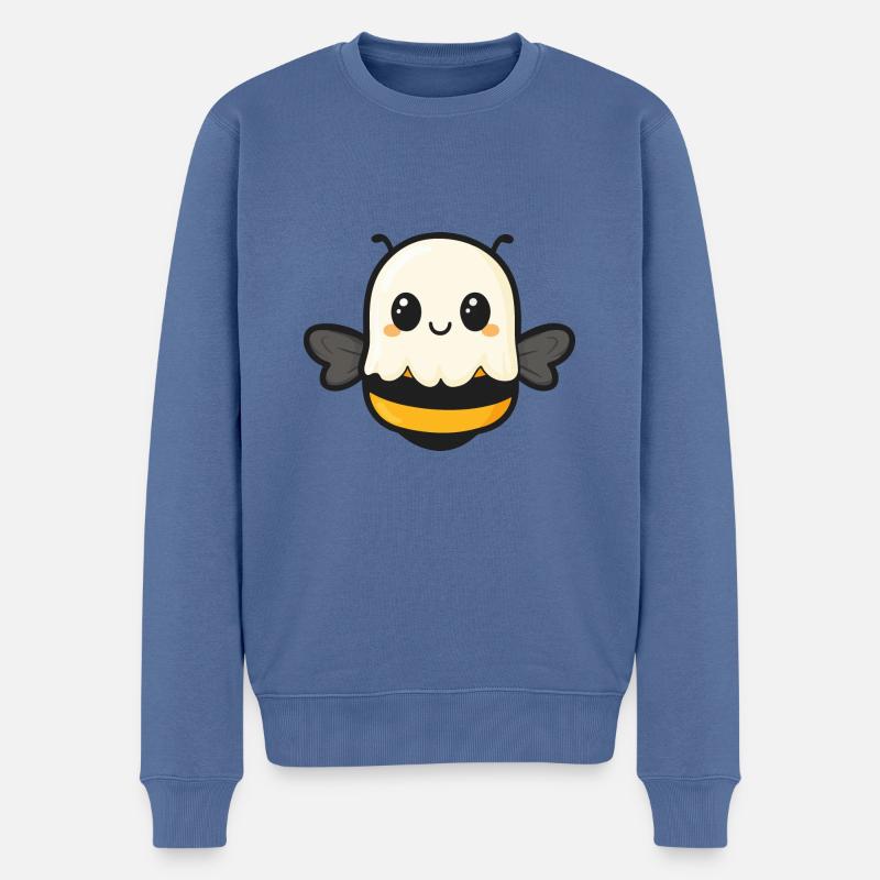 Abeille Halloween Drôle Fantôme - Pull Premium bio Homme - bleu pigeon
