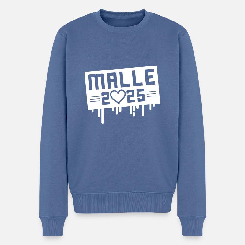 Malle 2025 Herz - Männer Premium Bio Pullover - Taubenblau