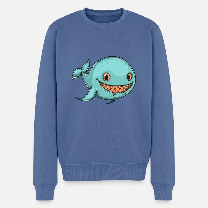 Baleine Halloween Drôle Zombie - Pull Premium bio Homme - bleu pigeon