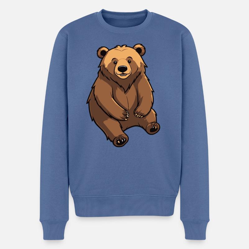 Netter Bär - Tier Design - Männer Premium Bio Pullover - Taubenblau