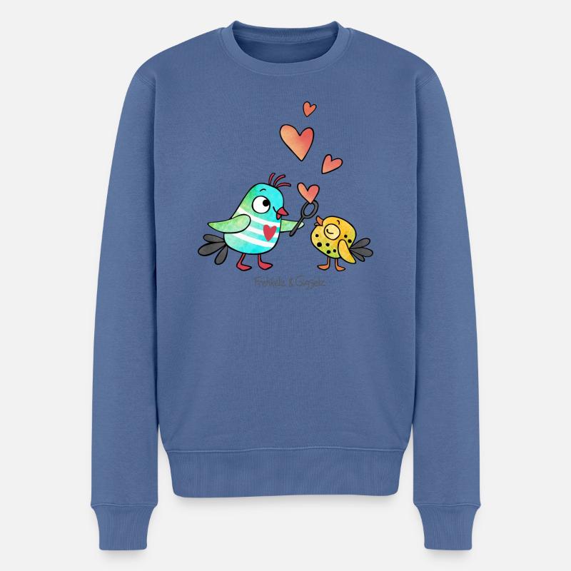 Seifenblasenherzen - Männer Premium Bio Pullover - Taubenblau