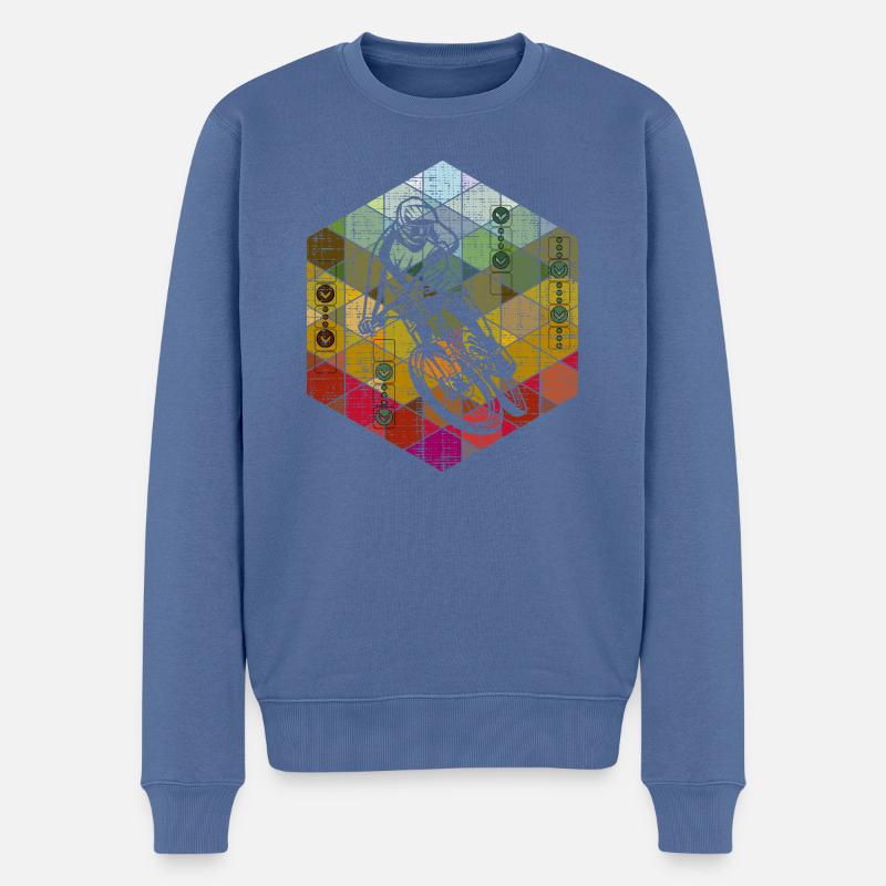 downhill racer hexagon - Männer Premium Bio Pullover - Taubenblau