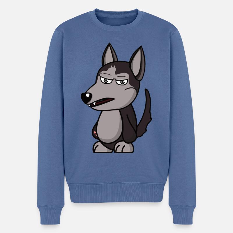 wütender Wolf angry grumpy Geschenk - Männer Premium Bio Pullover - Taubenblau