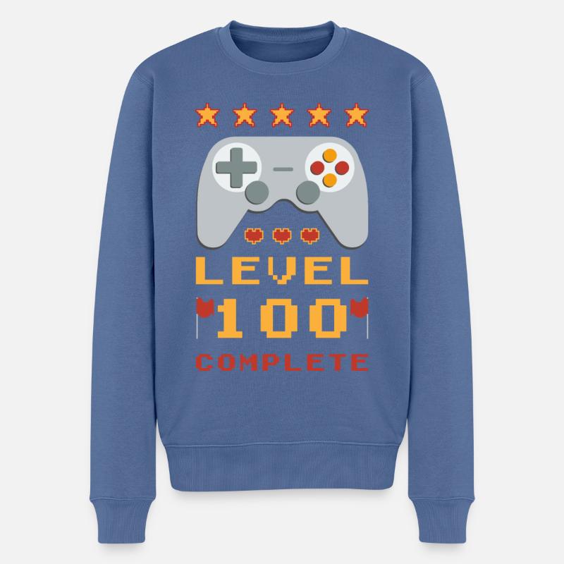 100e anniversaire Niveau 100 Terminé - Pull Premium bio Homme - bleu pigeon