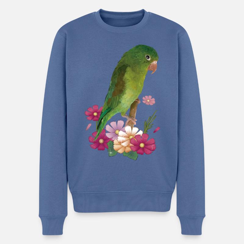 La Perruche bronzée - Pull Premium bio Homme - bleu pigeon