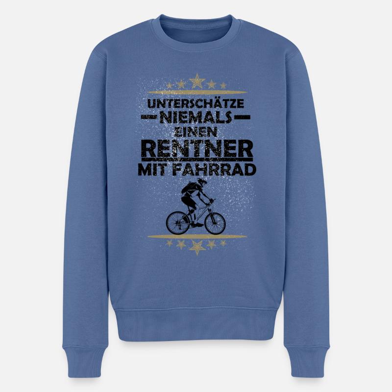 Rentner mit einem Fahrrad - Männer Premium Bio Pullover - Taubenblau
