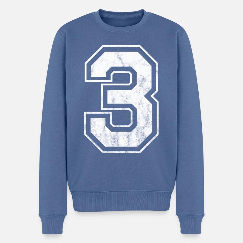 Nummer 3 - Männer Premium Bio Pullover - Taubenblau