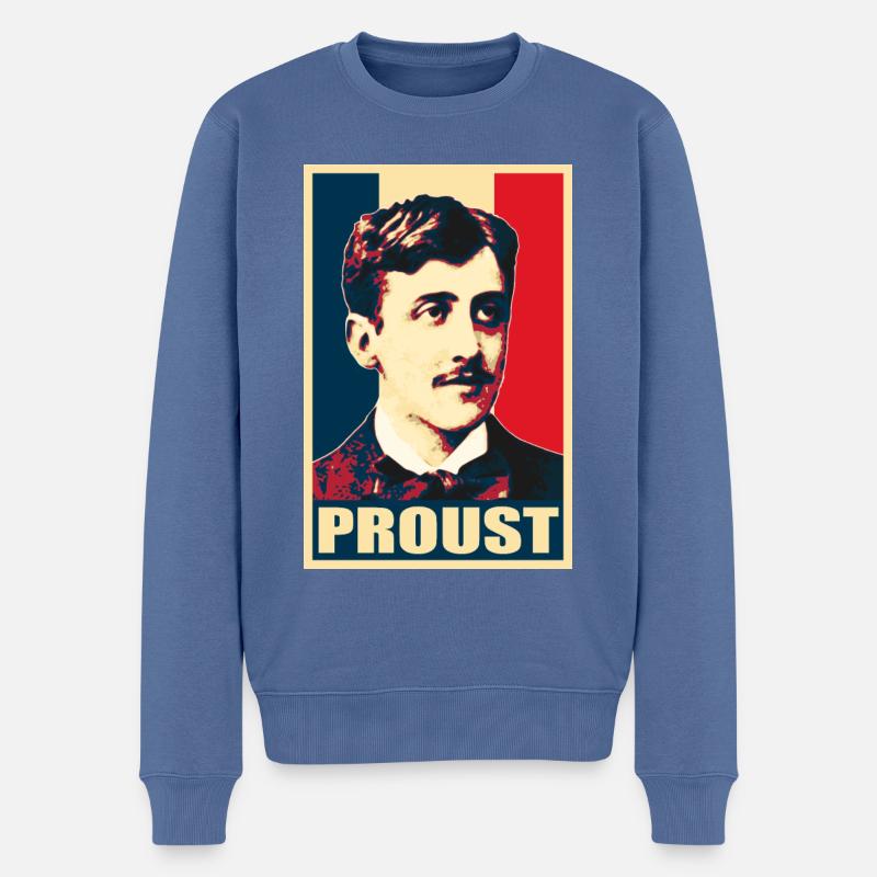 Marcel Proust - Pull Premium bio Homme - bleu pigeon