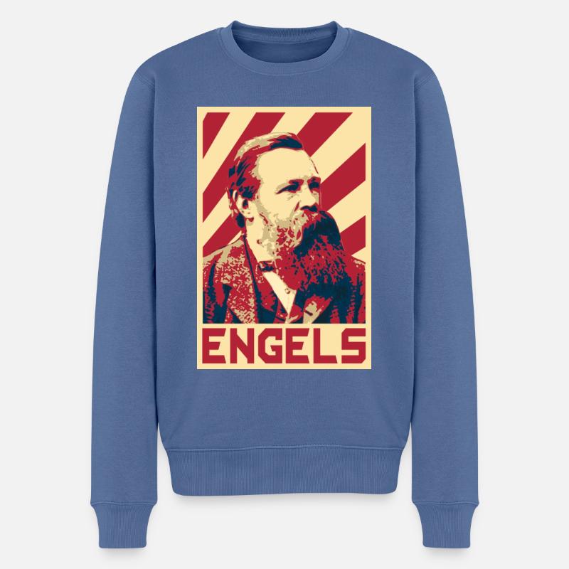 Friedrich Engels - Männer Premium Bio Pullover - Taubenblau