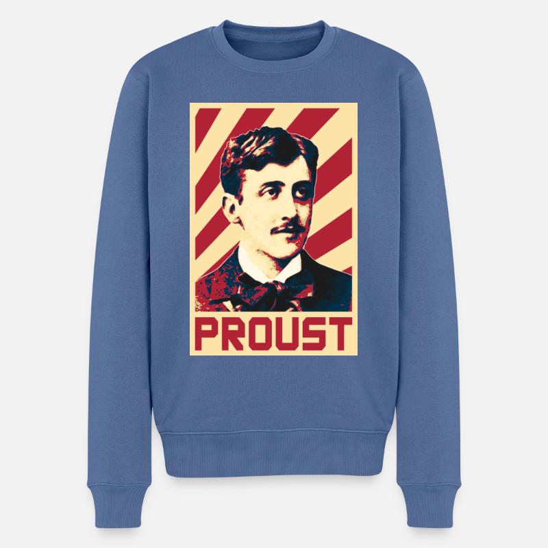 Marcel Proust - Männer Premium Bio Pullover - Taubenblau