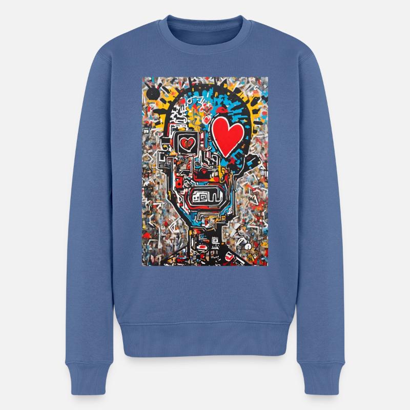 "Urbane Liebe" - Männer Premium Bio Pullover - Taubenblau
