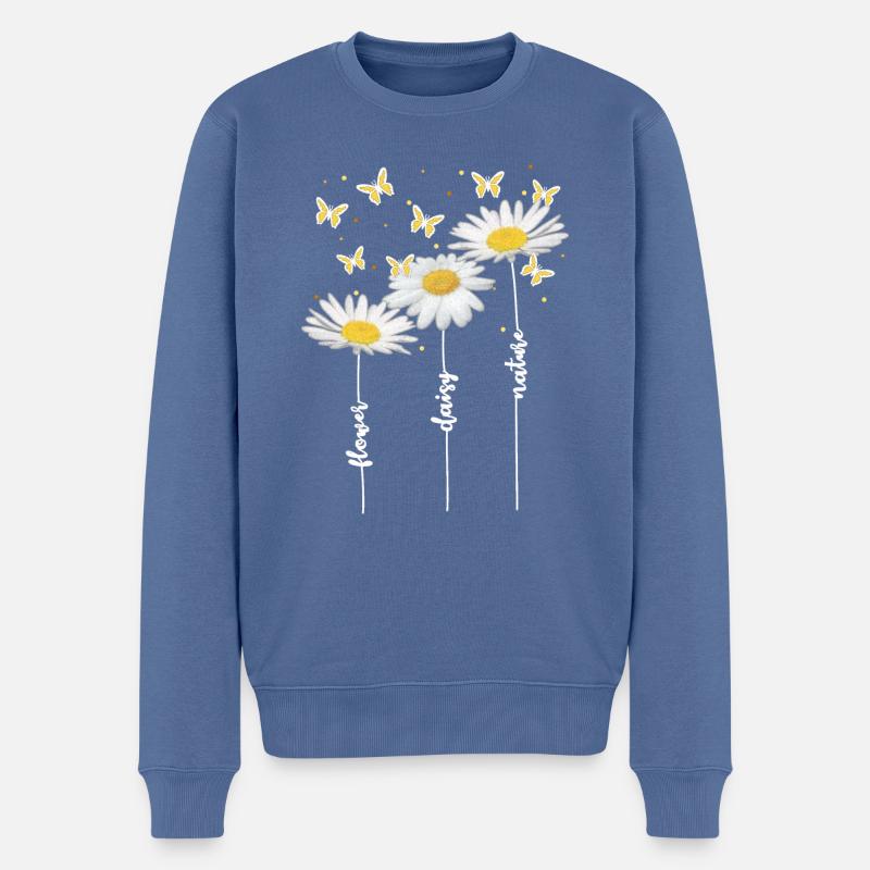 Marguerites, fleurs, été - Pull Premium bio Homme - bleu pigeon