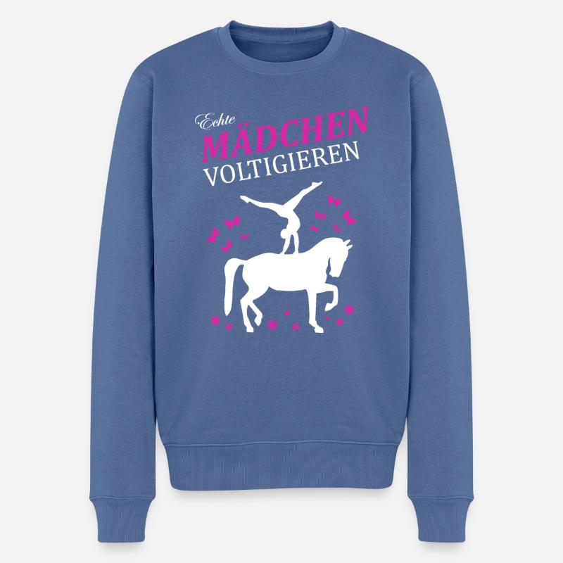 Voltigieren Volti Mädchen Reiten Pferd Pferdesport - Männer Premium Bio Pullover - Taubenblau