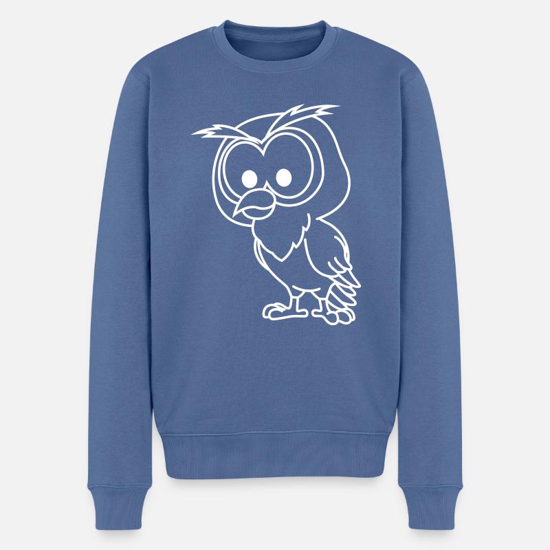 Hibou Comic Animal - Pull Premium bio Homme - bleu pigeon