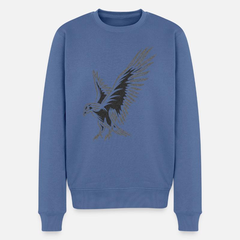 Fliegender Adler - Männer Premium Bio Pullover - Taubenblau