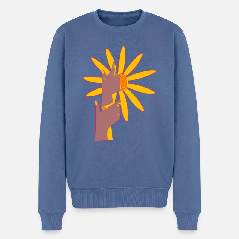 Les mains fleuries - Pull Premium bio Homme - bleu pigeon