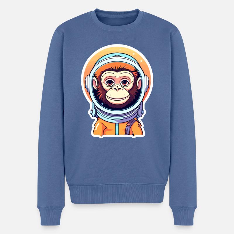 Illustration d’astronaute singe - Pull Premium bio Homme - bleu pigeon