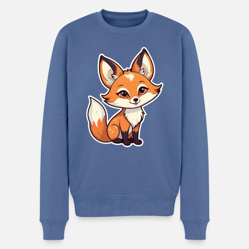 Fuchs Illustration - Männer Premium Bio Pullover - Taubenblau