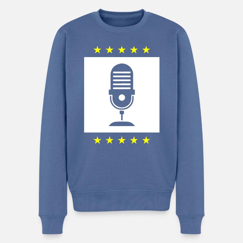 Podcast Logo Mikrofon - Männer Premium Bio Pullover - Taubenblau