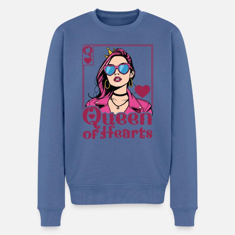 Queen Of Hearts - Männer Premium Bio Pullover - Taubenblau